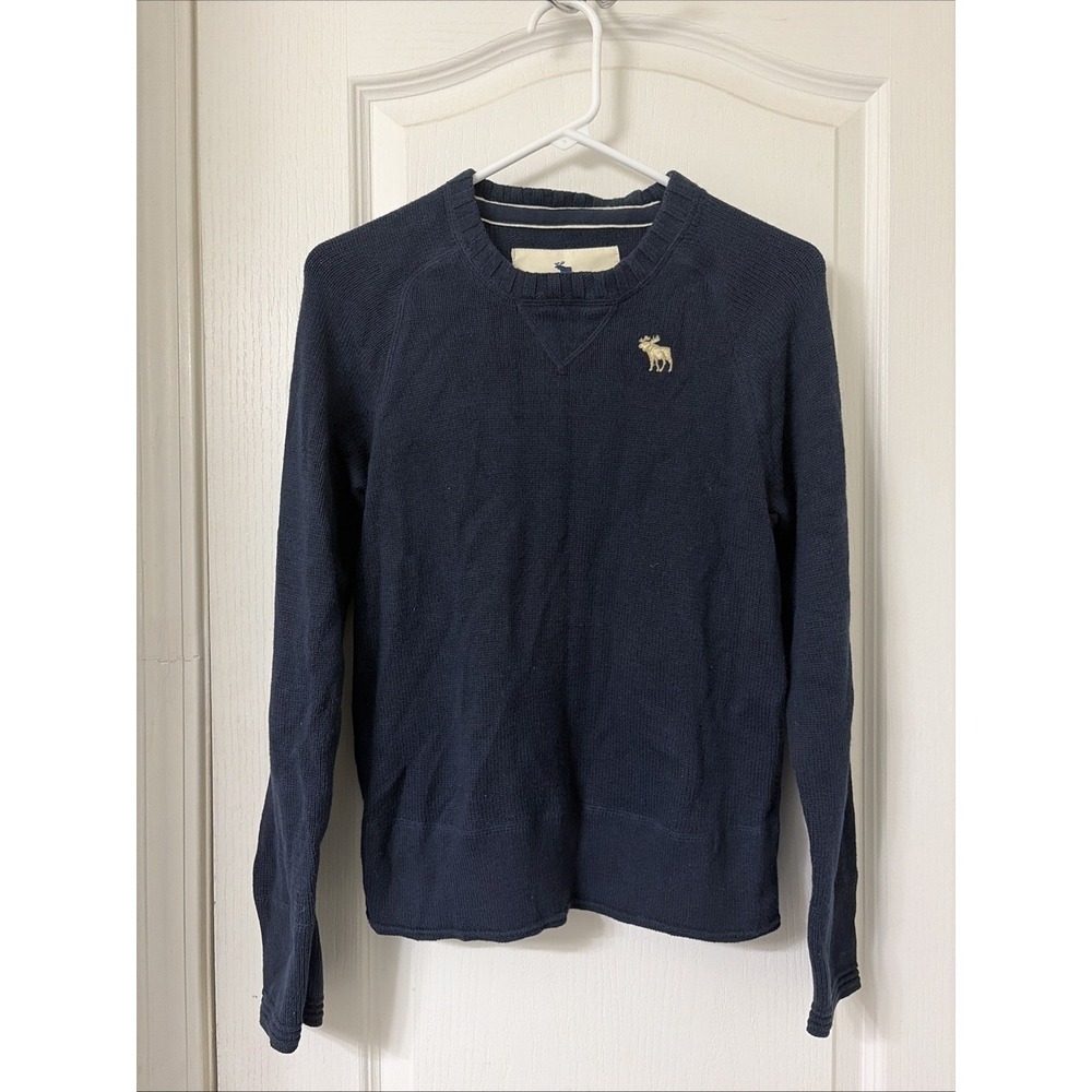 Y2K Abercrombie Boys XL Long Sleeve Navy Knit Sweater Preppy Archive Cotton Wool